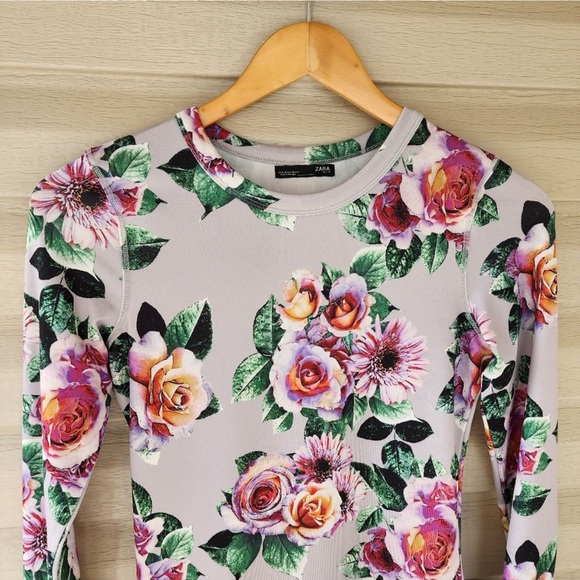 ZARA dress floral Medium (28) midi Bodycon - Picture 3 of 6